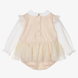 A Dee-Girls Gold Cotton & Tulle Shortie | Childrensalon Outlet