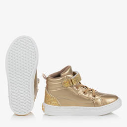 A Dee-Girls Gold Glitter High-Top Trainers | Childrensalon Outlet