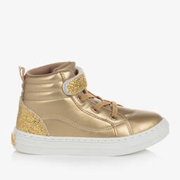 A Dee-Girls Gold Glitter High-Top Trainers | Childrensalon Outlet