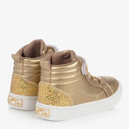A Dee-Girls Gold Glitter High-Top Trainers | Childrensalon Outlet