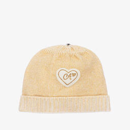 A Dee-Girls Gold & Ivory Pom Pom Hat | Childrensalon Outlet
