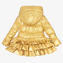 A Dee-Girls Gold Ruffle Hooded Coat | Childrensalon Outlet