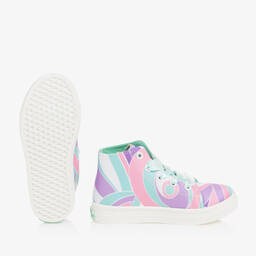 A Dee-Girls Green & Pink High-Top Trainers | Childrensalon Outlet