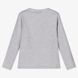 آدي-Girls Grey Cotton Top | Childrensalon Outlet