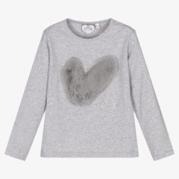 آدي-Girls Grey Cotton Top | Childrensalon Outlet