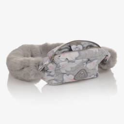 آدي-Girls Grey Floral Jersey Bag (17cm) | Childrensalon Outlet