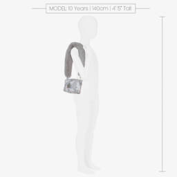 آدي-Girls Grey Floral Jersey Bag (17cm) | Childrensalon Outlet