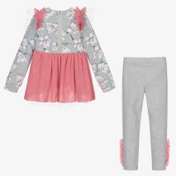 A Dee-Girls Grey & Pink Leggings Set | Childrensalon Outlet