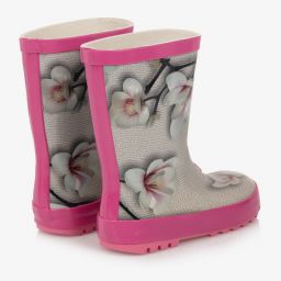 A Dee-Girls Grey & Pink Rain Boots | Childrensalon Outlet
