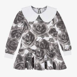 A Dee-Girls Grey Rose Jersey Dress | Childrensalon Outlet