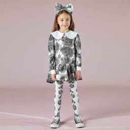 A Dee-Girls Grey Rose Jersey Dress | Childrensalon Outlet