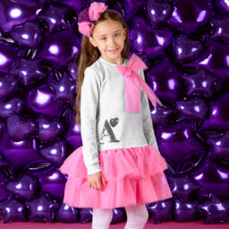 A Dee-Girls Grey Tulle Bow Dress | Childrensalon Outlet