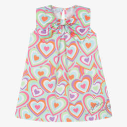 A Dee-Girls Heart-Patterned Pink Bow Dress | Childrensalon Outlet