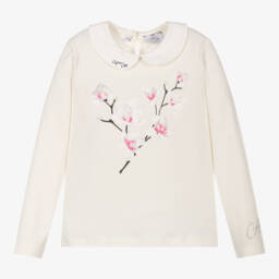 A Dee-Кремовый хлопковый топ с магнолиями | Childrensalon Outlet