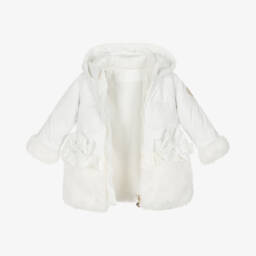 A Dee-Girls Ivory Faux Fur Padded Coat | Childrensalon Outlet