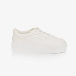 A Dee-Girls Ivory Faux Leather Sneakers | Childrensalon Outlet