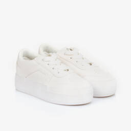 A Dee-Girls Ivory Faux Leather Sneakers | Childrensalon Outlet