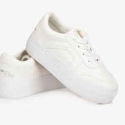 A Dee-Girls Ivory Faux Leather Sneakers | Childrensalon Outlet