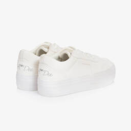 A Dee-Girls Ivory Faux Leather Sneakers | Childrensalon Outlet