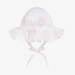A Dee-Girls Ivory Floral Cotton Sun Hat | Childrensalon Outlet