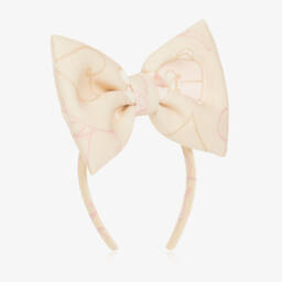 A Dee-Girls Light Beige Bow Headband | Childrensalon Outlet