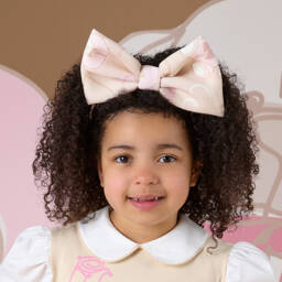 A Dee-Girls Light Beige Bow Headband | Childrensalon Outlet