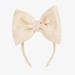 A Dee-Girls Light Beige Bow Headband | Childrensalon Outlet