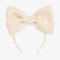 A Dee-Girls Light Beige Bow Headband | Childrensalon Outlet
