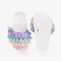A Dee-Girls Lilac Purple Ruffle Sliders | Childrensalon Outlet