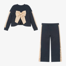 آدي-طقم بنطلون قطن لون ذهبي وكحلي للبنات | Childrensalon Outlet