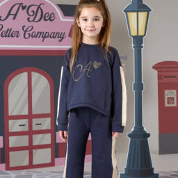 آدي-طقم بنطلون قطن لون ذهبي وكحلي للبنات | Childrensalon Outlet