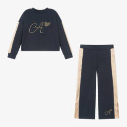 آدي-طقم بنطلون قطن لون ذهبي وكحلي للبنات | Childrensalon Outlet