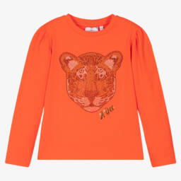 A Dee-Girls Orange Cotton Tiger Top | Childrensalon Outlet