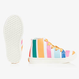 A Dee-Girls Pastel Striped High-Top Canvas Trainers | Childrensalon Outlet