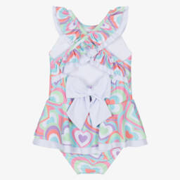 A Dee-Girls Pink Colourful Heart Print Swimsuit | Childrensalon Outlet