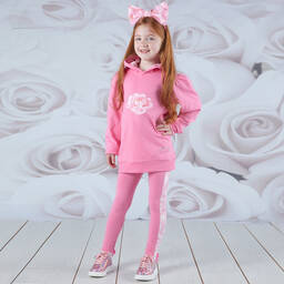 A Dee-Розовый топ и легинсы из хлопка с цветами | Childrensalon Outlet