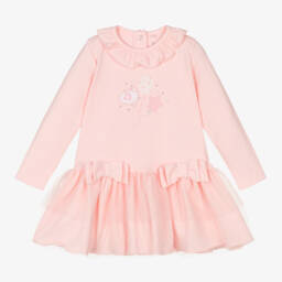 A Dee-Girls Pink Cotton Frill Dress | Childrensalon Outlet