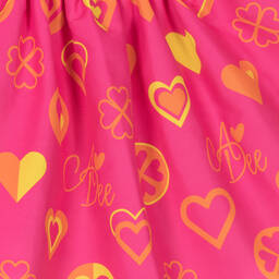 A Dee-فستان بطبعة قلوب قطن جيرسي لون زهري فاقع | Childrensalon Outlet