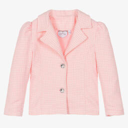 آدي-جاكيت بليزر مزيج قطن لون زهري للبنات | Childrensalon Outlet