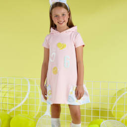 A Dee-Girls Pink Cotton Jersey Hooded Dress | Childrensalon Outlet