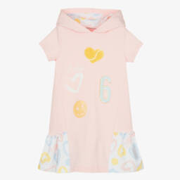 A Dee-Girls Pink Cotton Jersey Hooded Dress | Childrensalon Outlet