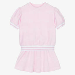 A Dee-Girls Pink Cotton Towelling Ensemble | Childrensalon Outlet