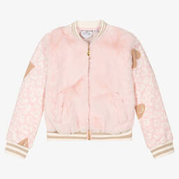 A Dee-Girls Pink Faux Fur Zip-Up Top | Childrensalon Outlet