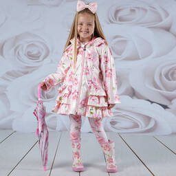A Dee-Girls Pink Floral Frilled Raincoat | Childrensalon Outlet