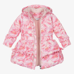 A Dee-Girls Pink Floral Puffer Coat | Childrensalon Outlet