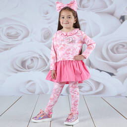 A Dee-Girls Pink Floral Ruffle Leggings Set | Childrensalon Outlet