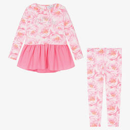 A Dee-Girls Pink Floral Ruffle Leggings Set | Childrensalon Outlet