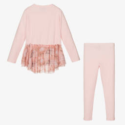 A Dee-Girls Pink Floral Tulle Leggings Set | Childrensalon Outlet