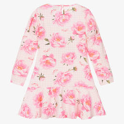 A Dee-Girls Pink Houndstooth Floral Dress | Childrensalon Outlet