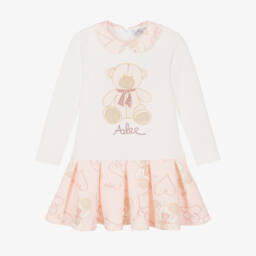 A Dee-Girls Pink & Ivory Bear Dress | Childrensalon Outlet